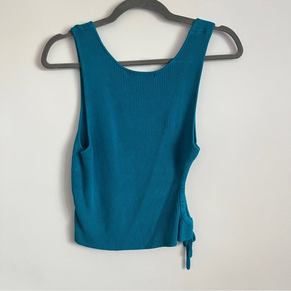 Urban Outfitters Cropped Tank Top with Side Cutout Turquoise Size Large - Picture 5 of 6
